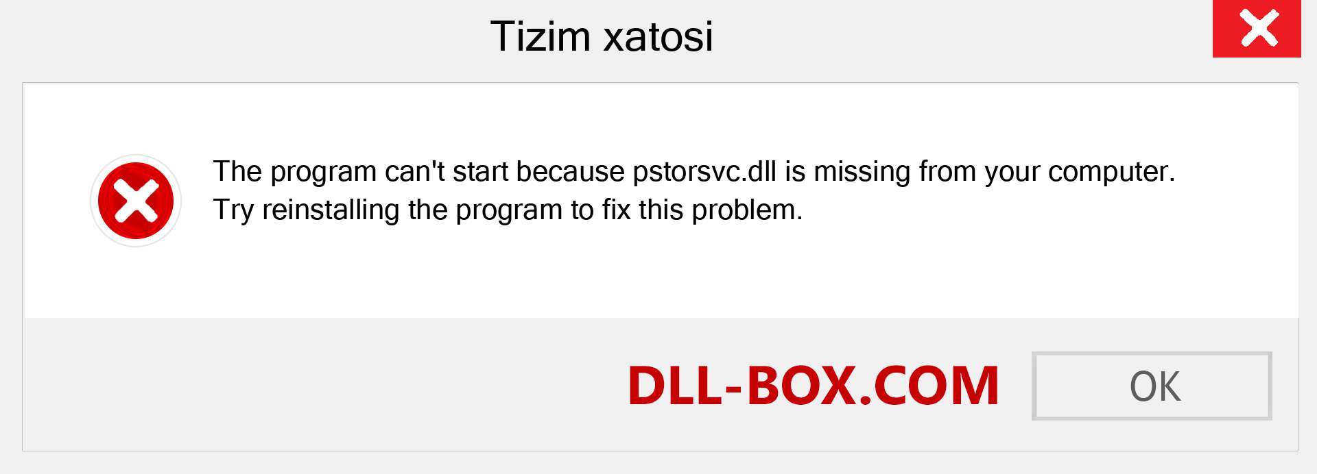 pstorsvc.dll fayli yo'qolganmi?. Windows 7, 8, 10 uchun yuklab olish - Windowsda pstorsvc dll etishmayotgan xatoni tuzating, rasmlar, rasmlar